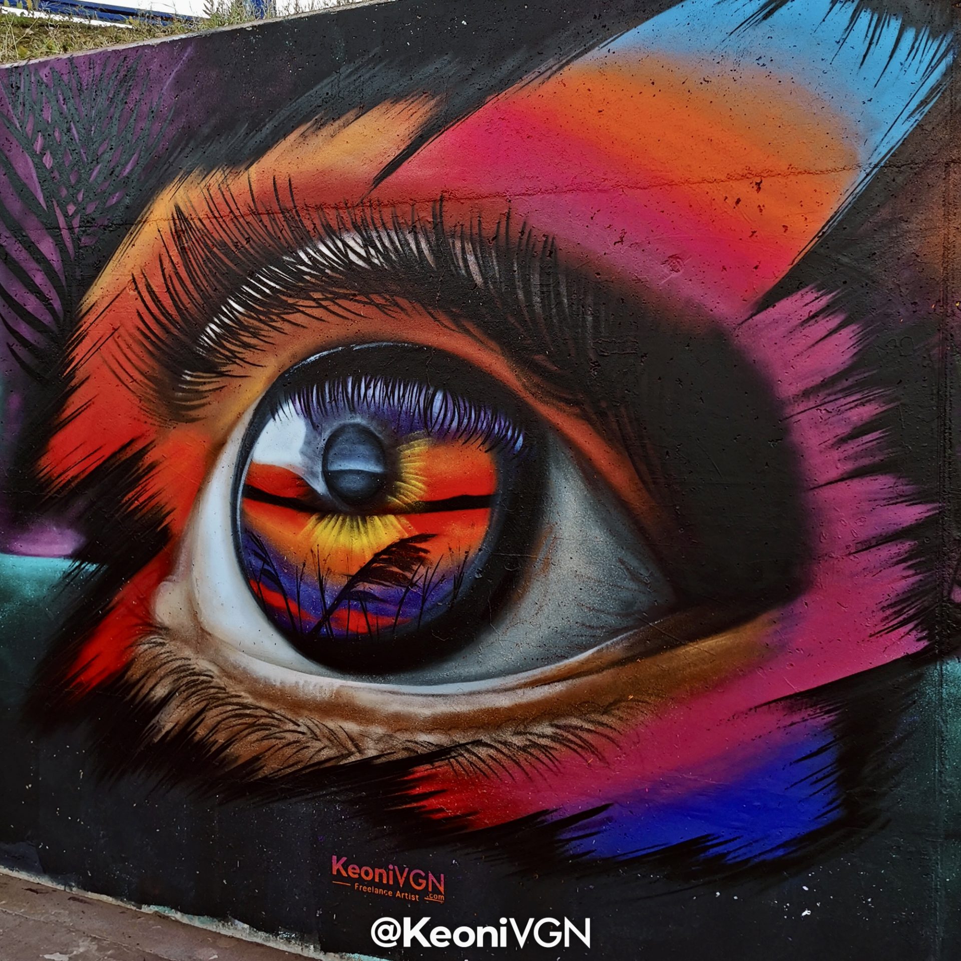 Eye Study 1, mural realista de un ojo pintado por Keoni VGN