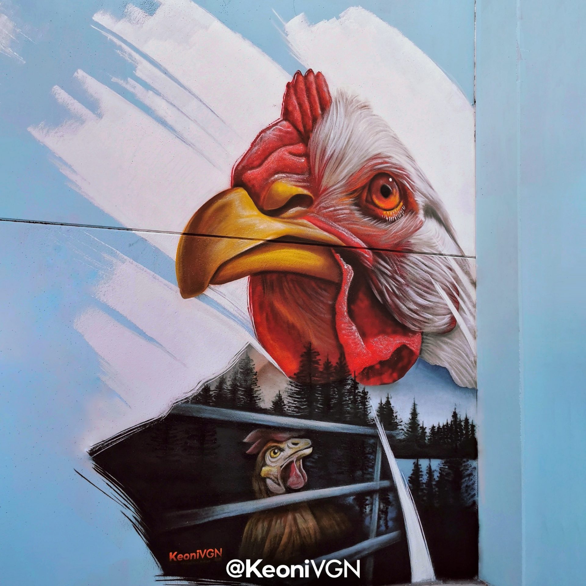 Mural Don't touch my eggs, obra de Keoni VGN
