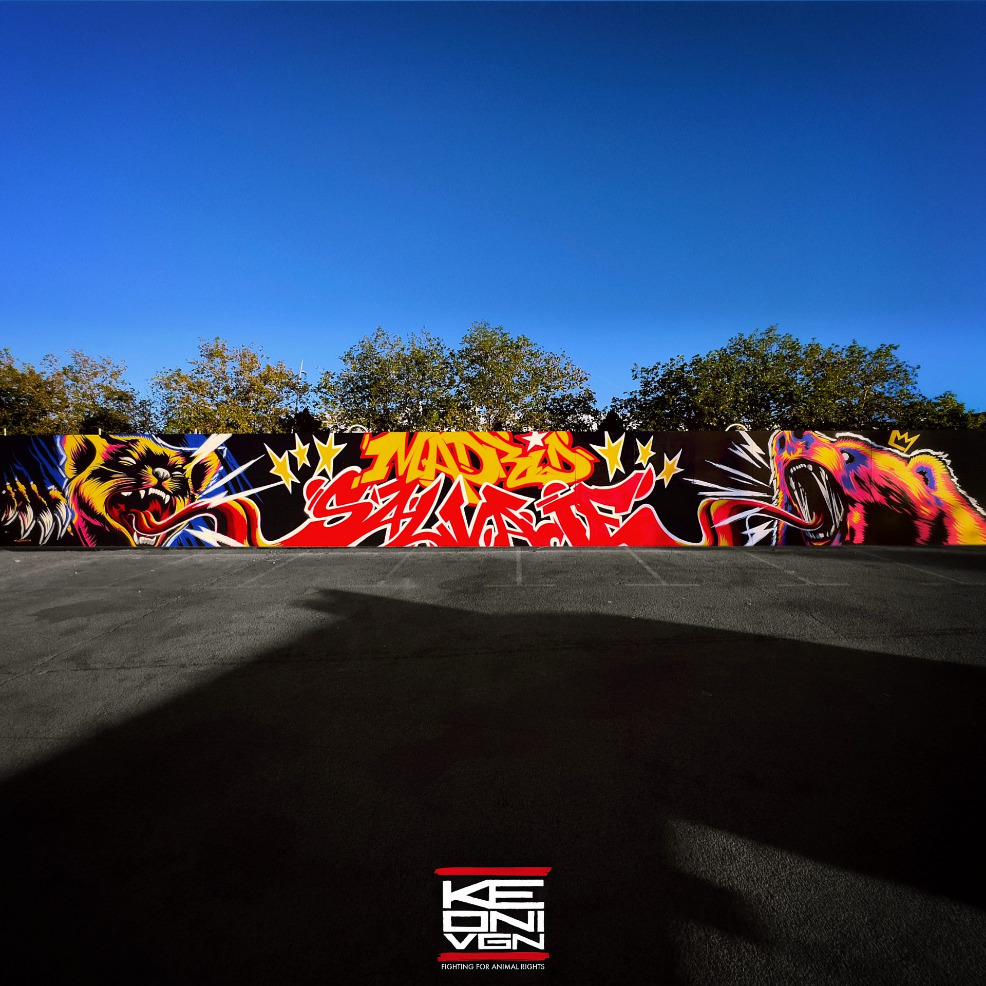 Mural pintado por Keoni VGN para el festival Madrid Salvaje